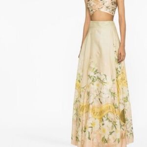 Zimmermann Cream and Yellow Floral Maxi Skirt